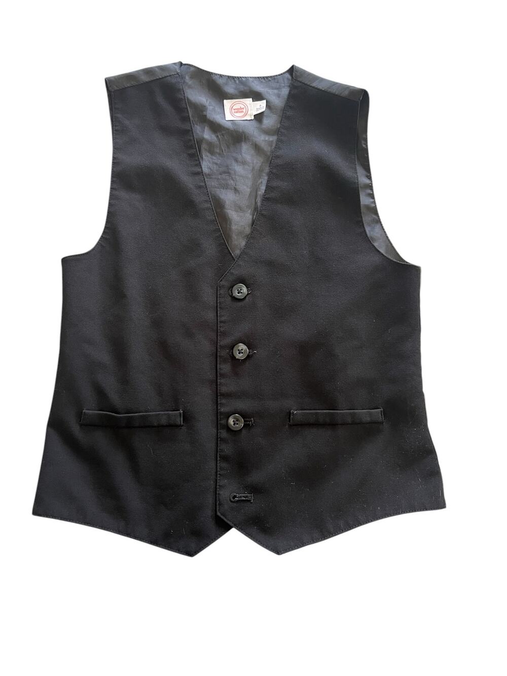 Wonder Nation Boys Size 8 Black Button Front Dress Vest Formal
